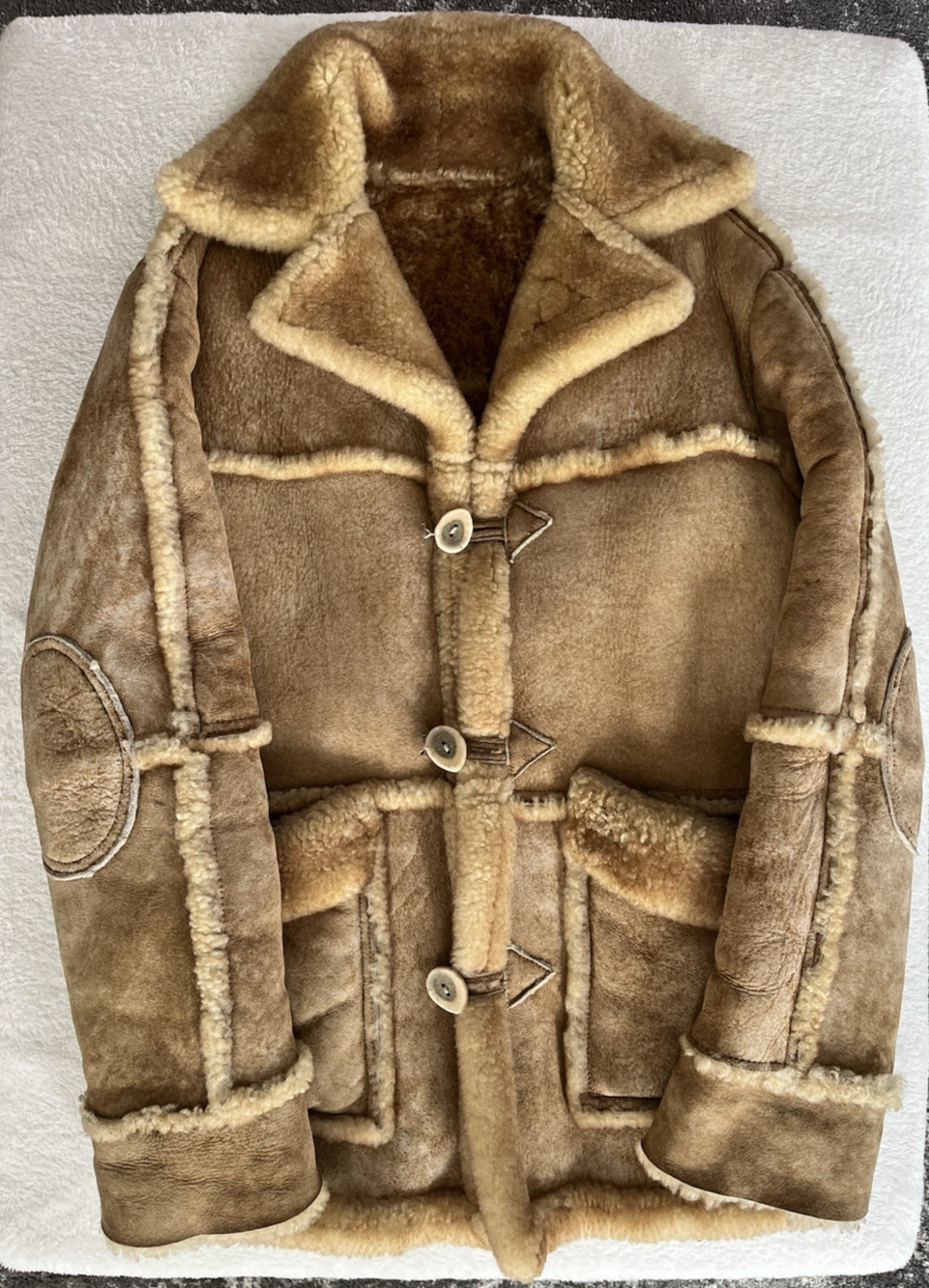 Vintage Overland Sheepskin Co Shearling Coat Mens 38 S/M Suede Western Jacket